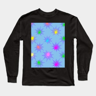 Glow Stars Diagonal Repeat on Soft Blue 5748 Long Sleeve T-Shirt